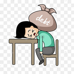 被债务压垮的男人工人人物卡通男人系列劳动节午休工人一起吃饭劳动节