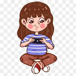 卡通女孩打游戏