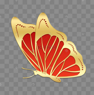 金色浮雕剪纸风蝴蝶