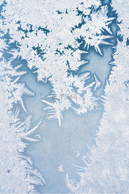 冬季寒冷窗花霜花