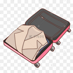 打开的棕色行李箱