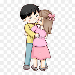 世界拥抱日拥抱情人下载 png下载psd情侣晚上相拥睡觉卡通画下载 png