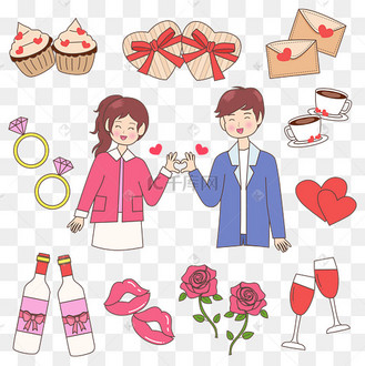 情侣可爱贴纸矢量图