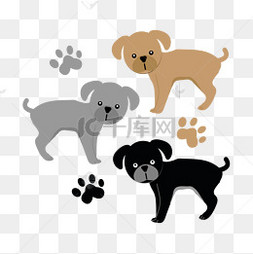 svg卡通可爱三只小狗