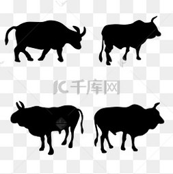 牛年手绘耕牛剪影