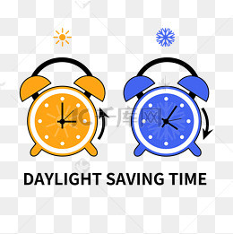 手绘设计夏令时时差元素