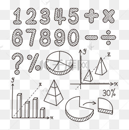 黑色信息符号图表数学涂鸦向量素材