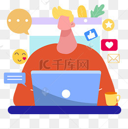 卡通手绘影响力社交概念插画