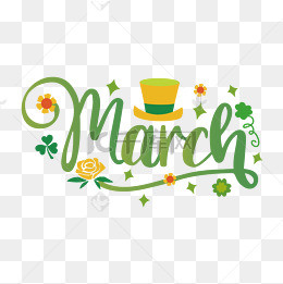 手绘卡通march绿色svg字体