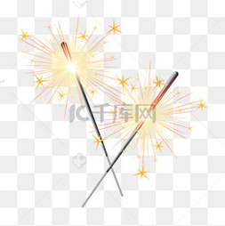 两根交叉摆放的绚丽仙女棒烟花