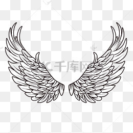 线条可爱手绘简约鸟儿翅膀