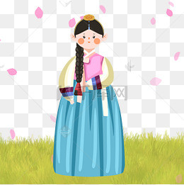 卡通风格韩服女性元素