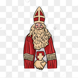 扁平线条风格st nicholas day主教插画