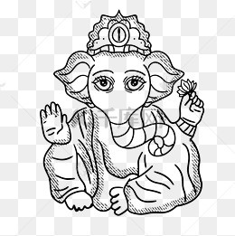 手绘卡通印度ganesh chaturthi象神插画
