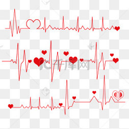 手绘风格红色心电图线