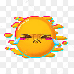 创意黄色卡通圆脸表情包哭泣