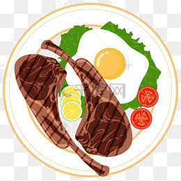 手绘西餐香煎小羊排