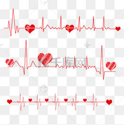 手绘风格心形心动线