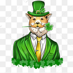 柴犬狗头圣帕特里克节宠物动物节