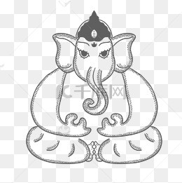 卡通印度神象手绘插画