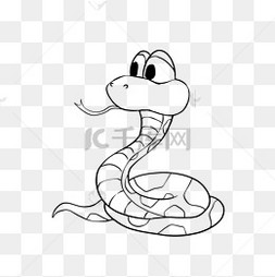 snake clipart black and white 卡通黑白小
