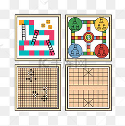 手绘卡通围棋棋盘插画