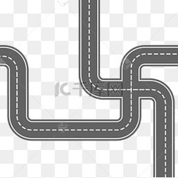 弯曲卡通公路黑色弯道手绘高速公