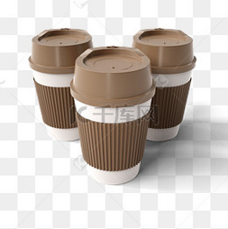 三个咖啡杯包装3d元素