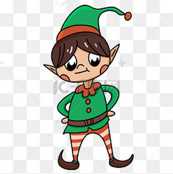 christmas elf圣诞卡通叉腰图