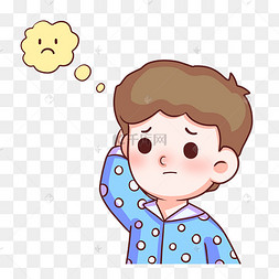 卡通手绘人物不开心男孩卡通手绘人物不开心男孩心碎伤心失恋难过男孩