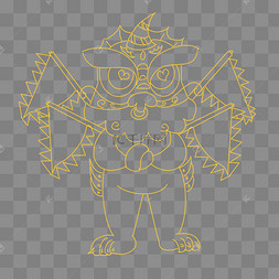 新年春节年兽可爱线描