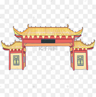 手绘金顶中式拱门