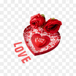 情人节礼盒玫瑰红色爱心iloveyou