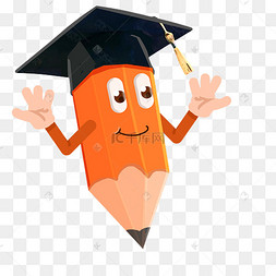 文具博士拟人黄色铅笔博士