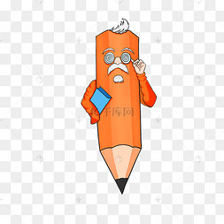 拟人橙色铅笔