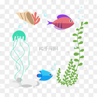 海洋生物水母边框