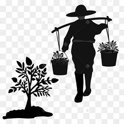 植树节种树人物剪影