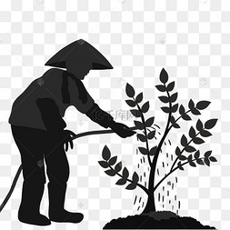 植树节浇水人物剪影