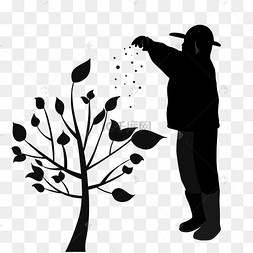 植树节人物剪影