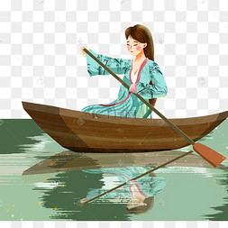 中国风国潮古代美女划船
