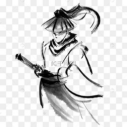 水墨风拿剑的侠客