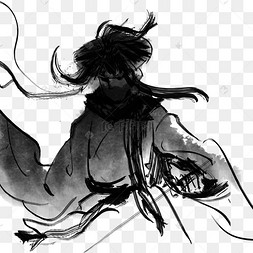 水墨国风侠客背影