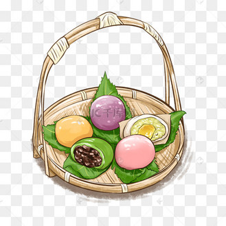 清明清明节竹篮五彩青团组合特色寒食节