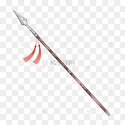 水墨古风红缨枪兵器
