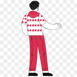 描边扁平商务男性人物背影插画