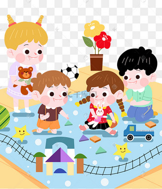 六一儿童节幼儿园幼稚园小朋友玩游戏插画