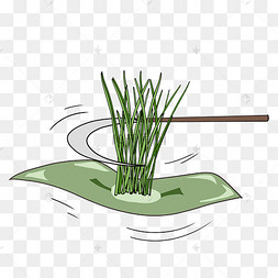 蔬菜绿色割韭菜食材饮食创意卡通在割草的人物芒种割麦子的农民秋分割