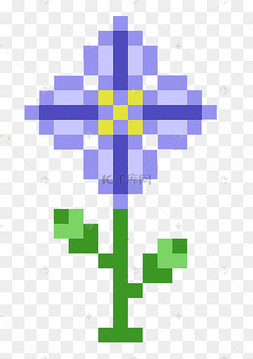 蓝色像素花朵像素风