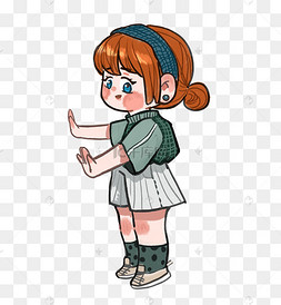 q版拒绝手势女孩