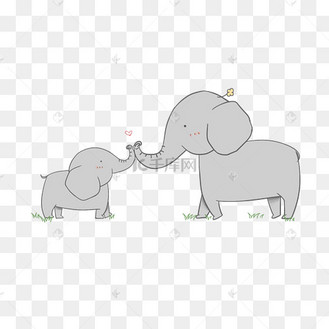 母亲节小象动物亲子家庭母子合影